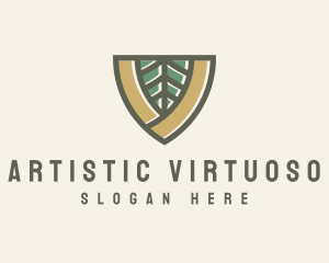 Botanical Leaf Shield  logo design