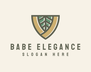 Botanical Leaf Shield  logo design