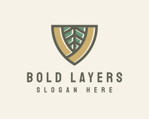 Botanical Leaf Shield  logo design