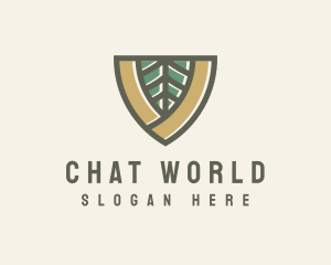 Botanical Leaf Shield  logo design