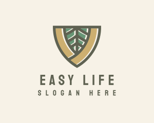 Botanical Leaf Shield  logo design