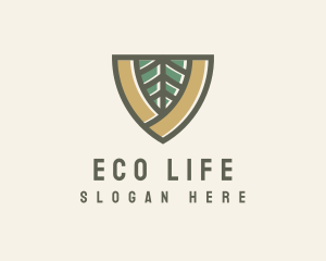 Botanical Leaf Shield  logo design