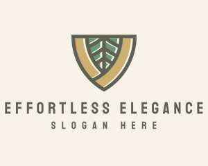 Botanical Leaf Shield  logo design