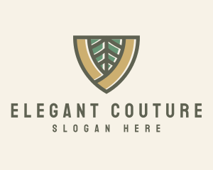 Botanical Leaf Shield  logo design