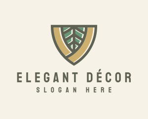 Botanical Leaf Shield  logo design