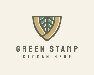 Botanical Leaf Shield  logo design