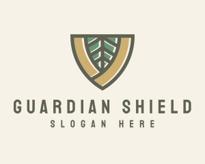 Botanical Leaf Shield  logo design