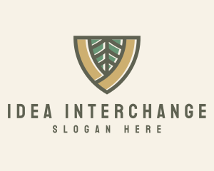 Botanical Leaf Shield  logo design