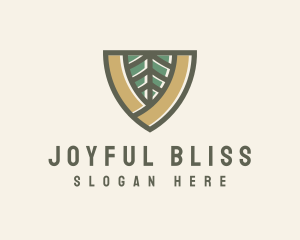 Botanical Leaf Shield  logo design