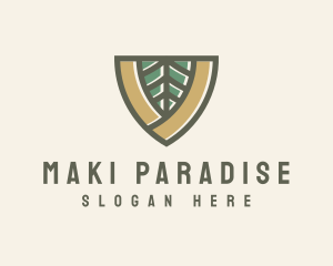 Botanical Leaf Shield  logo design