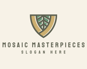 Botanical Leaf Shield  logo design