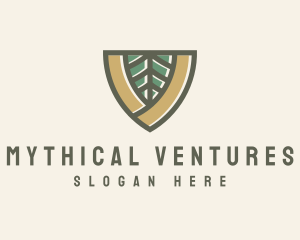 Botanical Leaf Shield  logo design