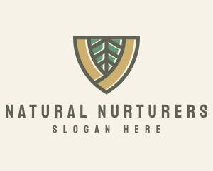 Botanical Leaf Shield  logo design