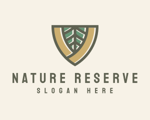 Botanical Leaf Shield  logo design