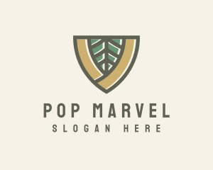 Botanical Leaf Shield  logo design