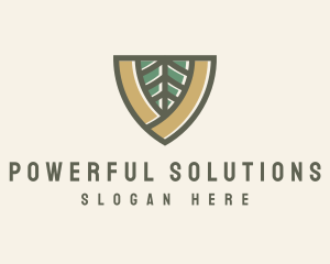 Botanical Leaf Shield  logo design