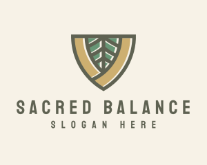 Botanical Leaf Shield  logo design