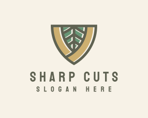 Botanical Leaf Shield  logo design