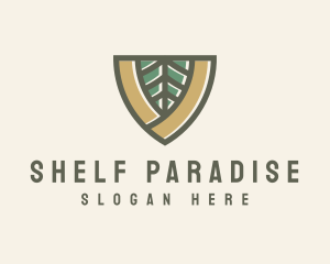 Botanical Leaf Shield  logo design