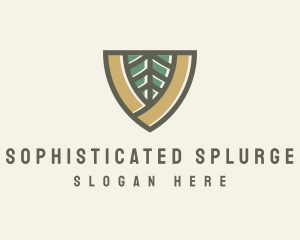 Botanical Leaf Shield  logo design