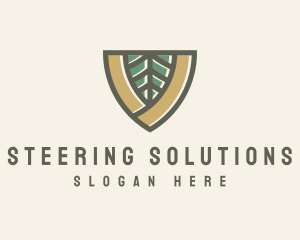 Botanical Leaf Shield  logo design