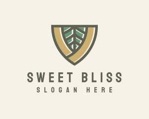 Botanical Leaf Shield  logo design