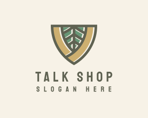 Botanical Leaf Shield  logo design