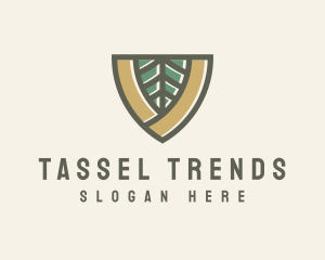 Botanical Leaf Shield  logo design