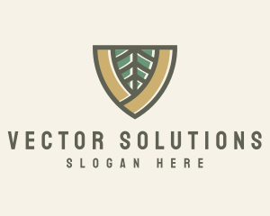 Botanical Leaf Shield  logo design