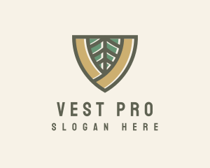 Botanical Leaf Shield  logo design