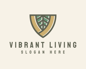 Botanical Leaf Shield  logo design