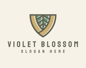 Botanical Leaf Shield  logo design