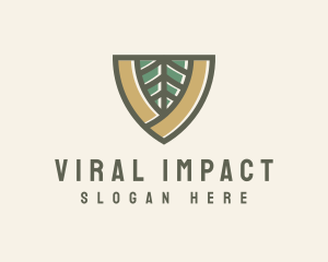 Botanical Leaf Shield  logo design