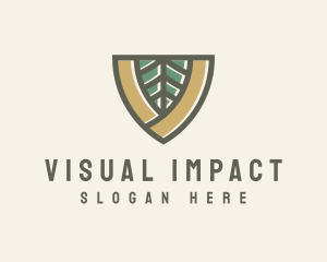 Botanical Leaf Shield  logo design