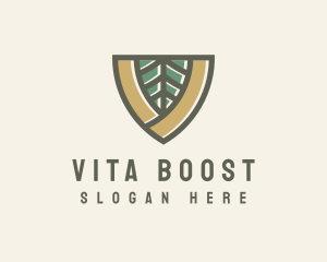 Botanical Leaf Shield  logo design