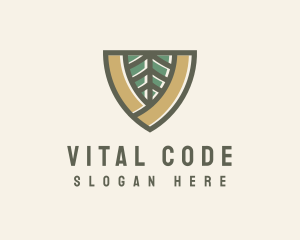 Botanical Leaf Shield  logo design