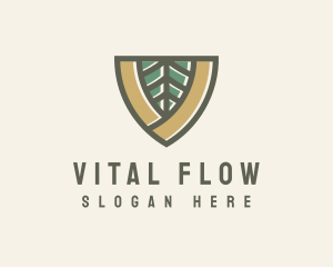 Botanical Leaf Shield  logo design