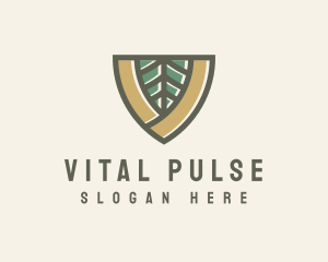 Botanical Leaf Shield  logo design