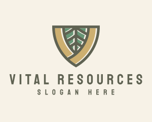 Botanical Leaf Shield  logo design