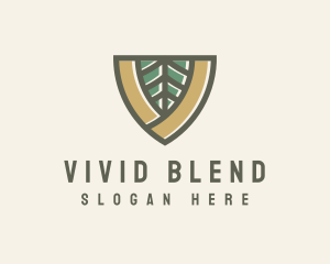 Botanical Leaf Shield  logo design