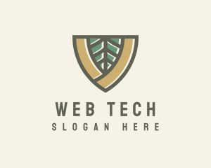 Botanical Leaf Shield  logo design