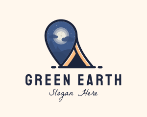 Outdoor Camping Location Pin logo design