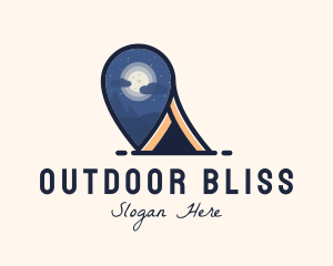 Outdoor Camping Location Pin logo design