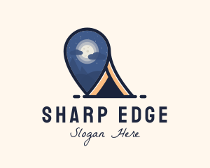 Outdoor Camping Location Pin logo design