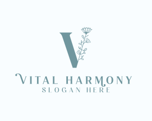 Organic Floral Letter V logo design