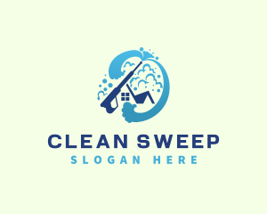 Pressure Wash Cleaning Wave logo design