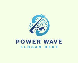 Pressure Wash Cleaning Wave logo design