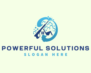 Pressure Wash Cleaning Wave logo design