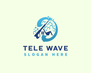 Pressure Wash Cleaning Wave logo design