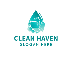 Home Cleaning Broom logo design